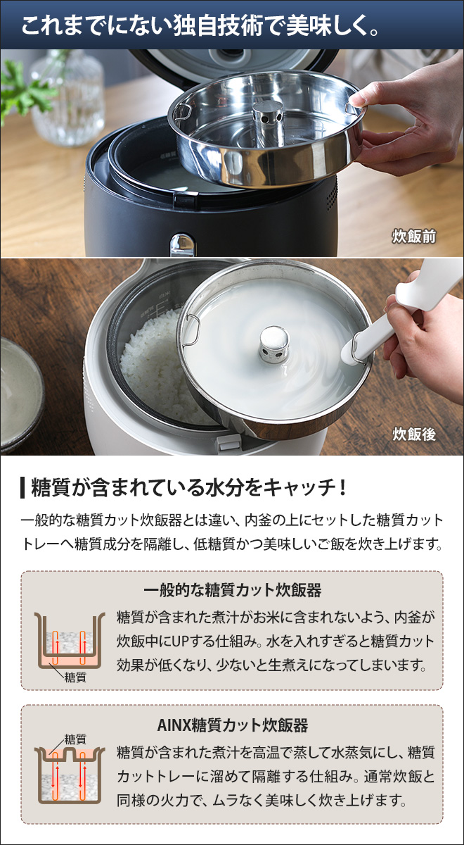 スマートライスクッカー 糖質カット炊飯器 【マイクロタオルのおまけ特典】