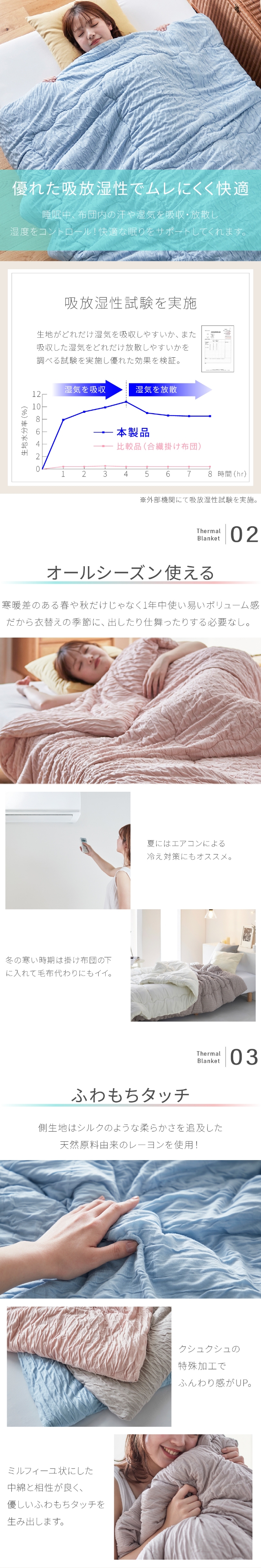 Niceday (ナイスデイ) 調温わたを使った、くしゅふわニットのサーマルケット ダブル