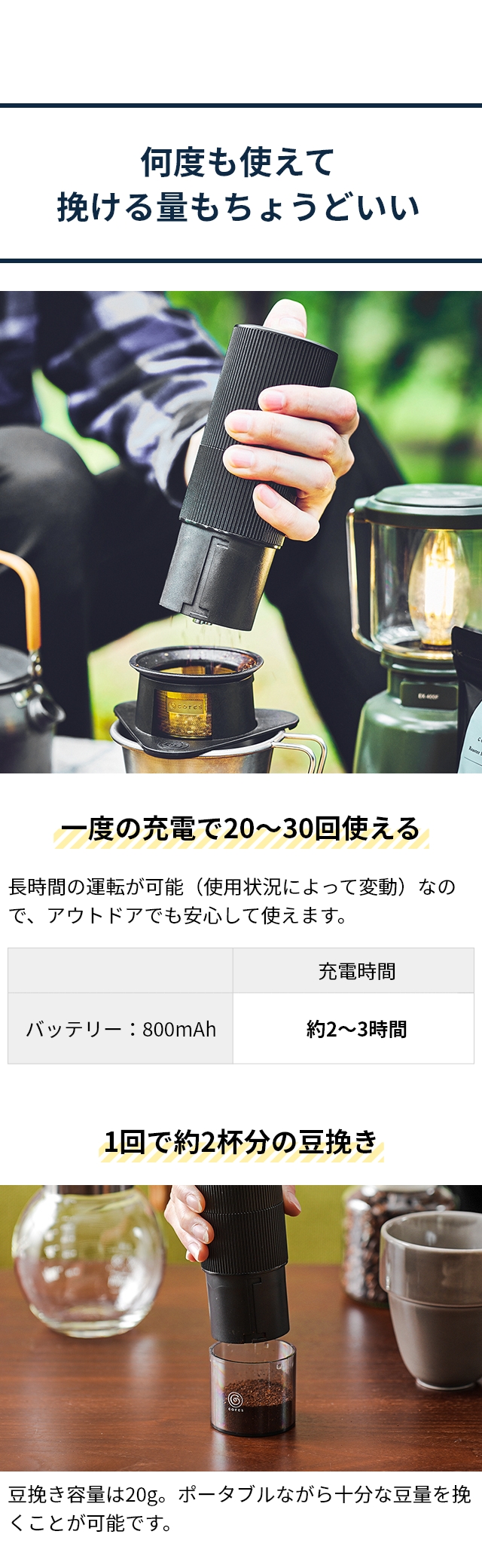 コレス 【4つから選べる特典】 コーヒーミル 電動 ポータブルコーヒー