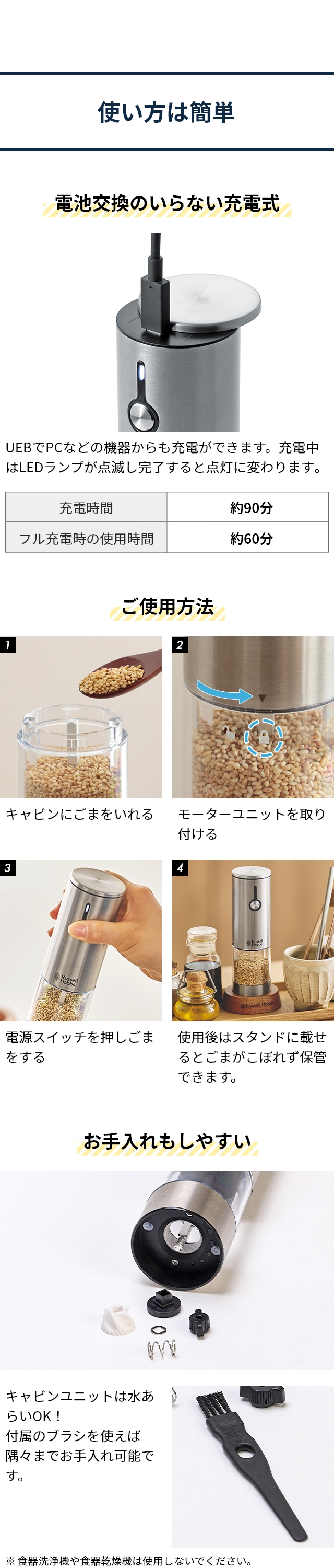 Russell Hobbs (ラッセルホブス) 充電式ゴマミル 7950JP