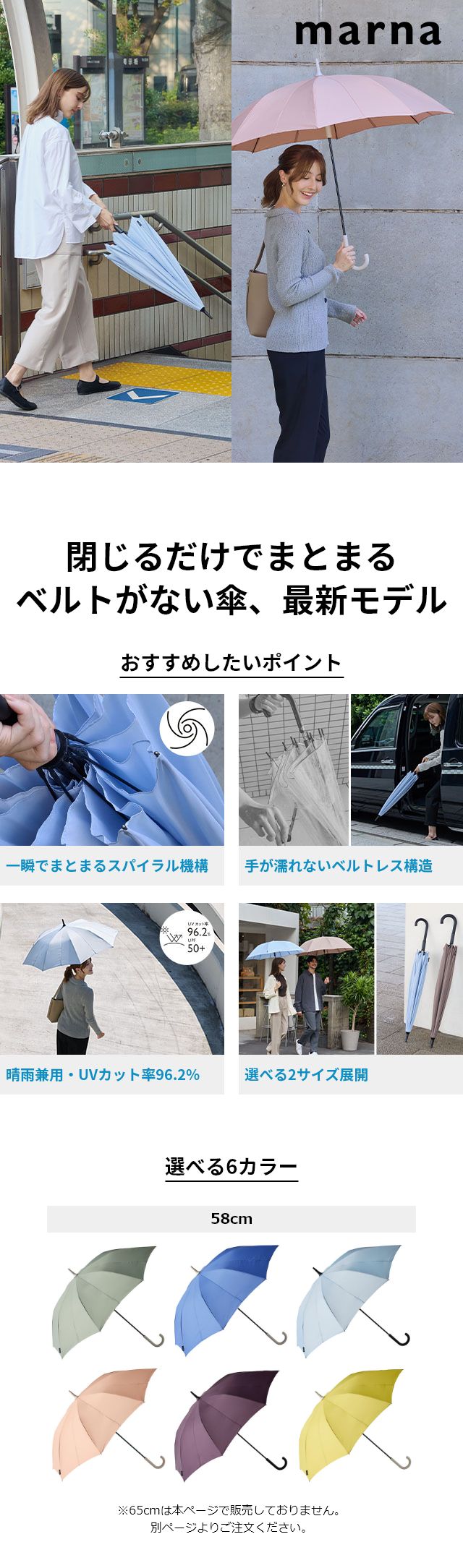 marna（マーナ） Shupatto(シュパット) アンブレラ 58cm