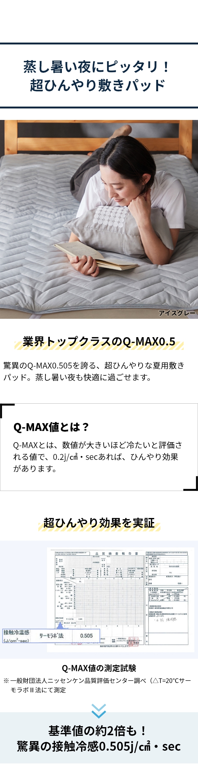 Niceday（ナイスデイ）超ひんやり冷感 敷きパッド Q-MAX0.5 S