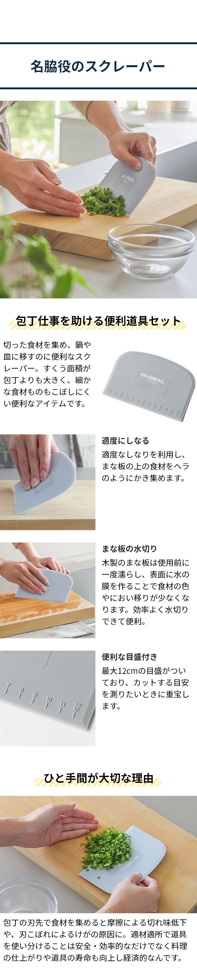 GLOBAL (グローバル) ミニチョッパープレイン 8cm GS-200、GLOBALスクレーパー  （グレー）(GKW-01)セット