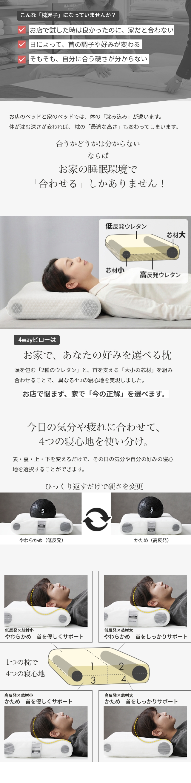 Sleep Niceday（スリープ ナイスデイ） 選べる寝心地 4WAYピロー