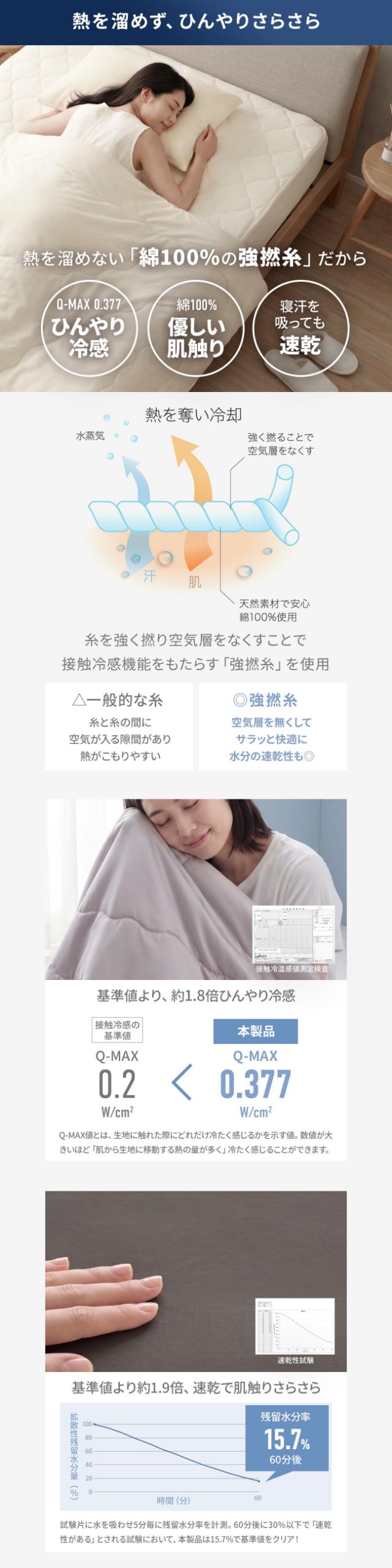 yucuss (ユクスス) さらっとひんやり 綿100％ リバーシブル 肌掛けケット セミダブル