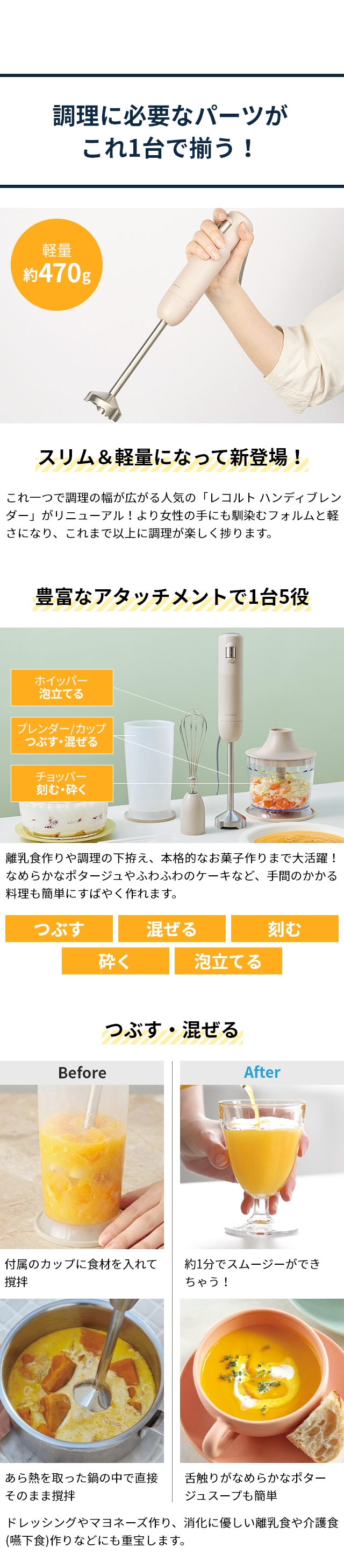 recolte（レコルト） ハンディブレンダー フルセット RHB-3F