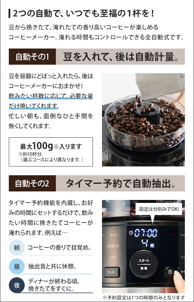 コーヒーメーカー siroca コーン式全自動コーヒーメーカー SC-C111 シロカ コーヒー 珈琲 【4つから選べるおまけ特典】  セレクトショップ・AQUA（アクア）