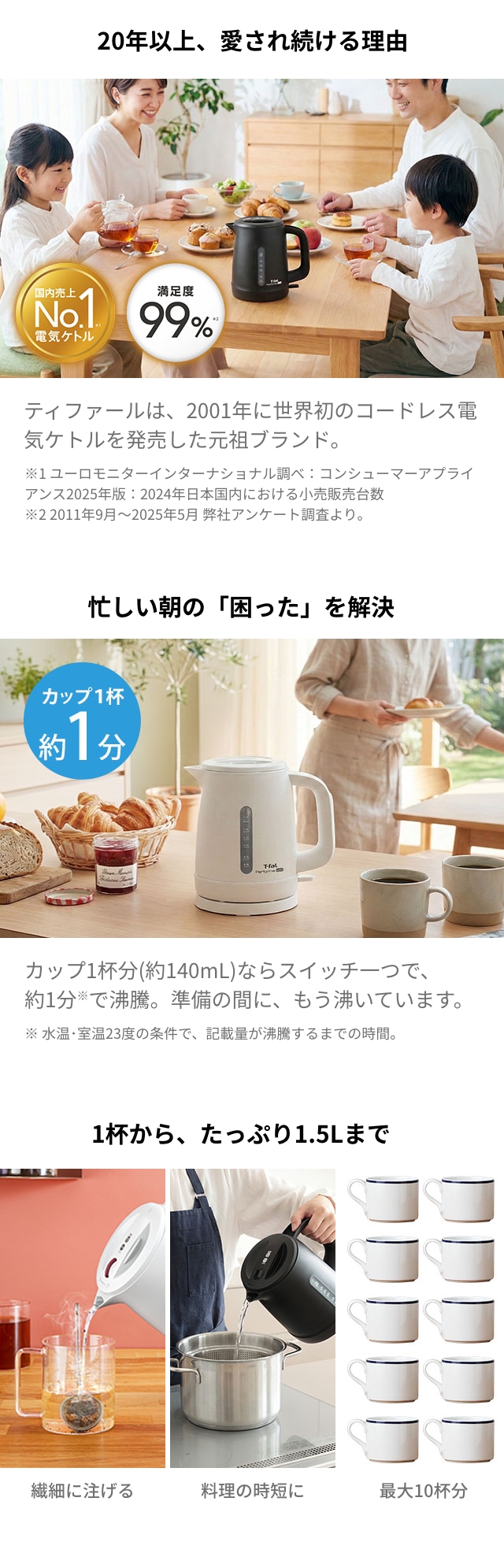 T-fal（ティファール） 電気ケトル パフォーマ ロック 1.5L KO162